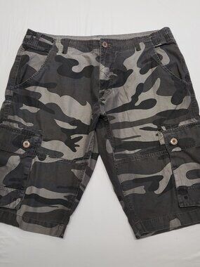 Route 66 Mens Camo Cargo Shorts Size 36 Chino Outdoor 14" Inseam 100% Cotton